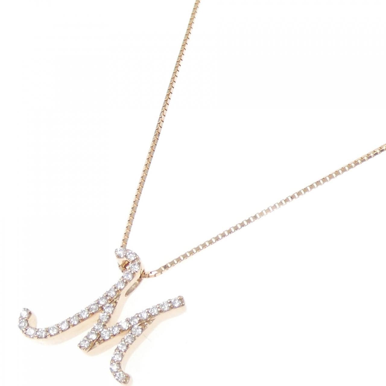 K18PG イニシャルM ダイヤモンド ネックレス 0.18CT