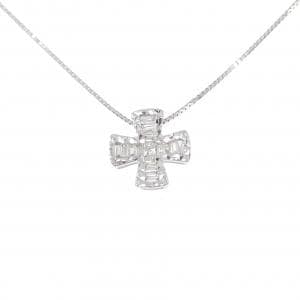 K18WG クロス ダイヤモンド ネックレス 0.20CT