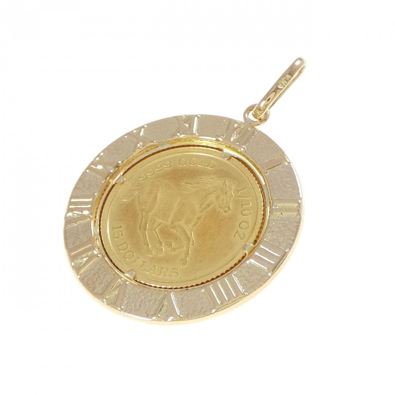 K18YG(枠) コイン ペンダント
