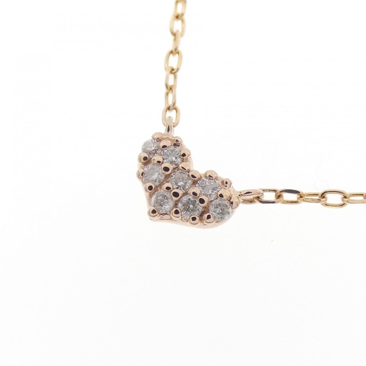 K10PG/K10YG ハート ダイヤモンド ネックレス