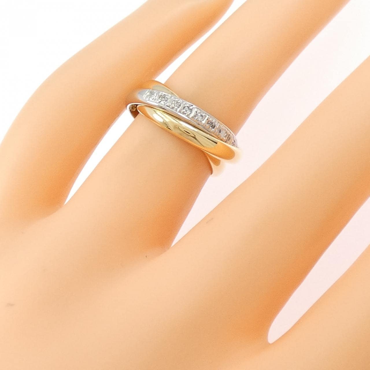 K18YG/PT900 ダイヤモンド リング 0.10CT