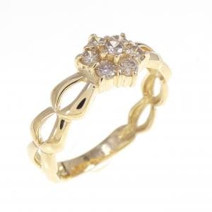 K18YG フラワー ダイヤモンド リング 0.30CT