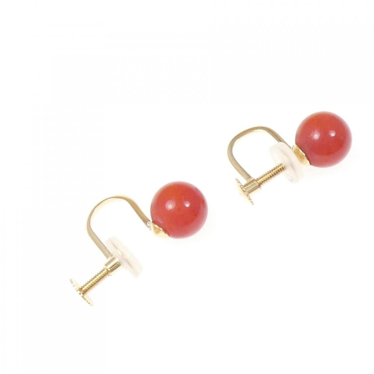 K18YG サンゴ イヤリング 6.7mm