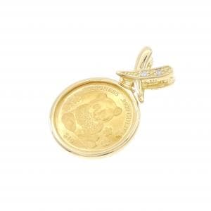 K18YG(枠) ダイヤモンド コイン 0.01CT ペンダント