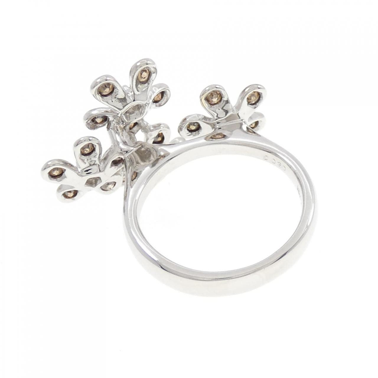 750WG フラワー ダイヤモンド リング 0.20CT