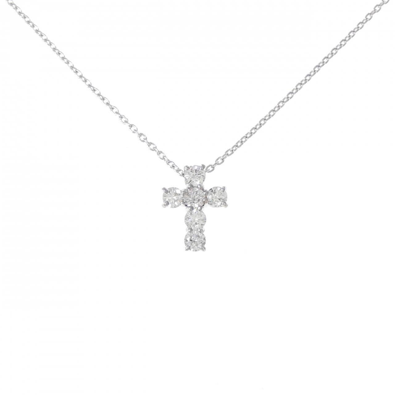 K18WG クロス ダイヤモンド ネックレス 0.60CT