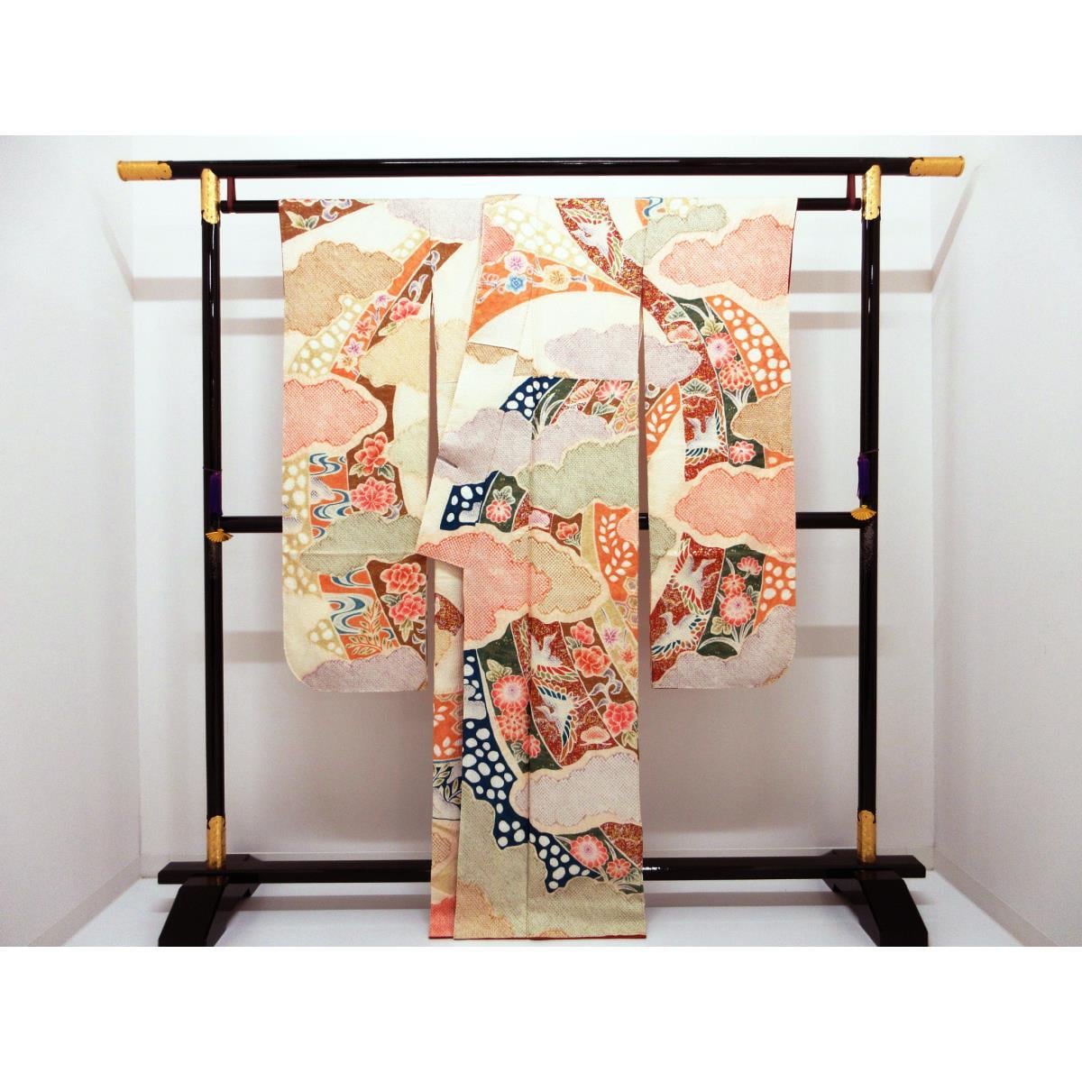 Furisode, all-over tie-dye, gold-leaf finish
