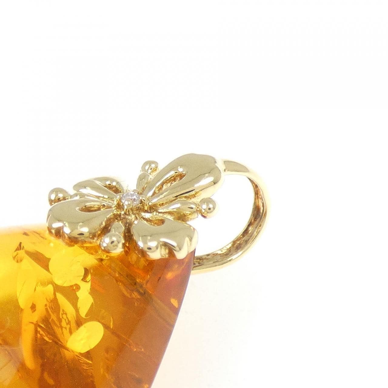 K18YG 琥珀 ペンダント