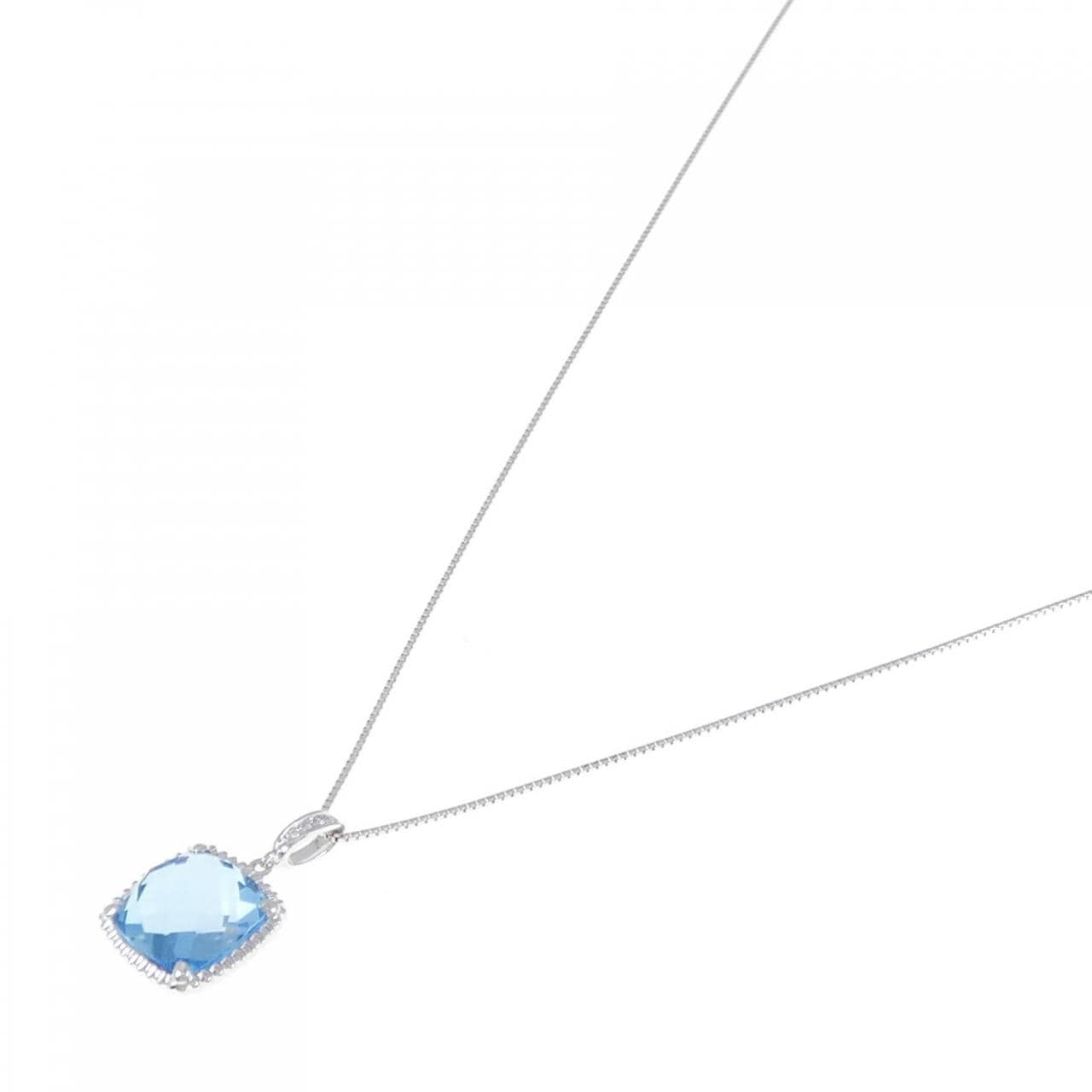 K18WG blue Topaz necklace 6.47CT