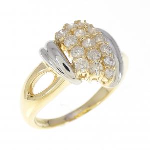 K18YG/PT850 ダイヤモンド リング 0.52CT