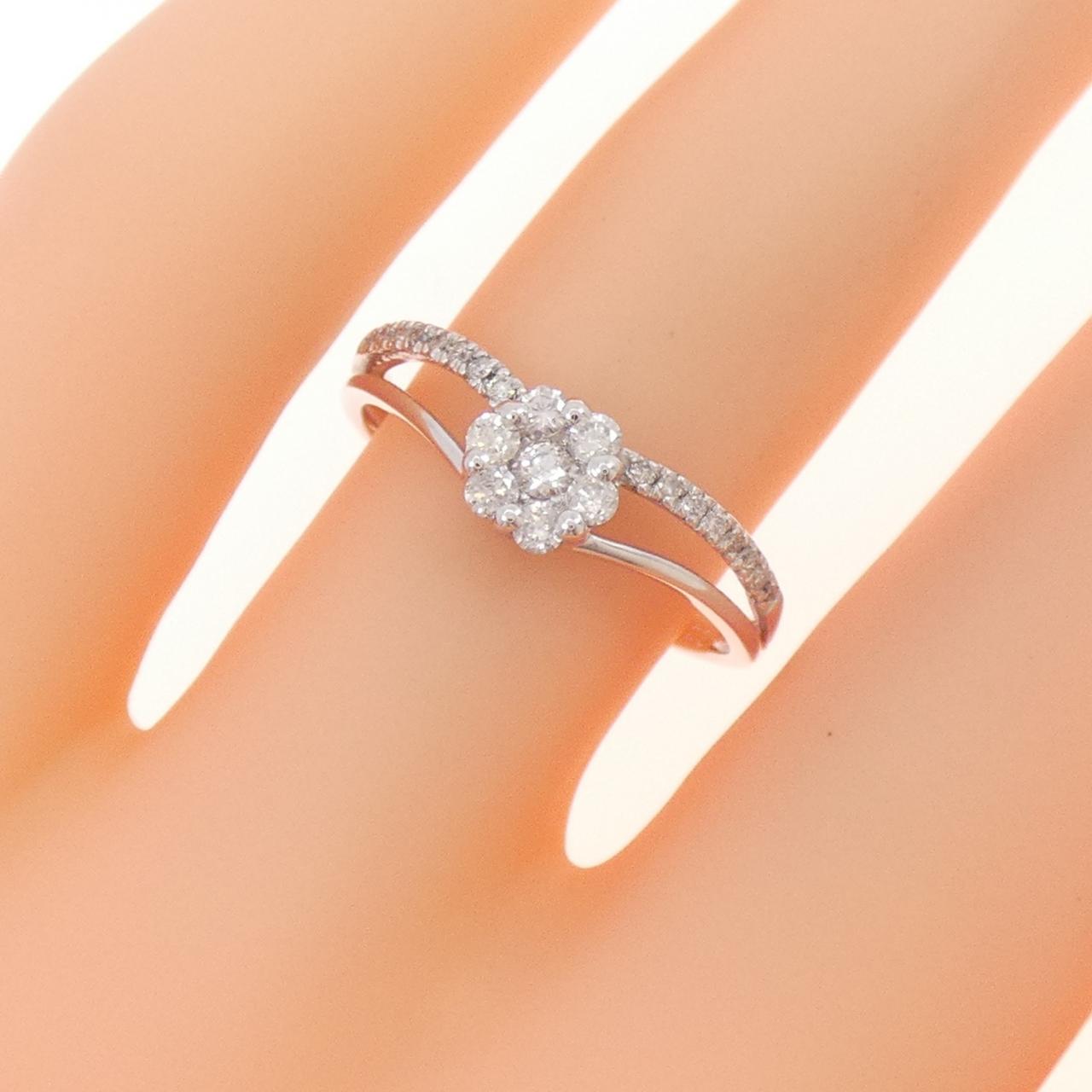 K10WG フラワー ダイヤモンド リング 0.23CT