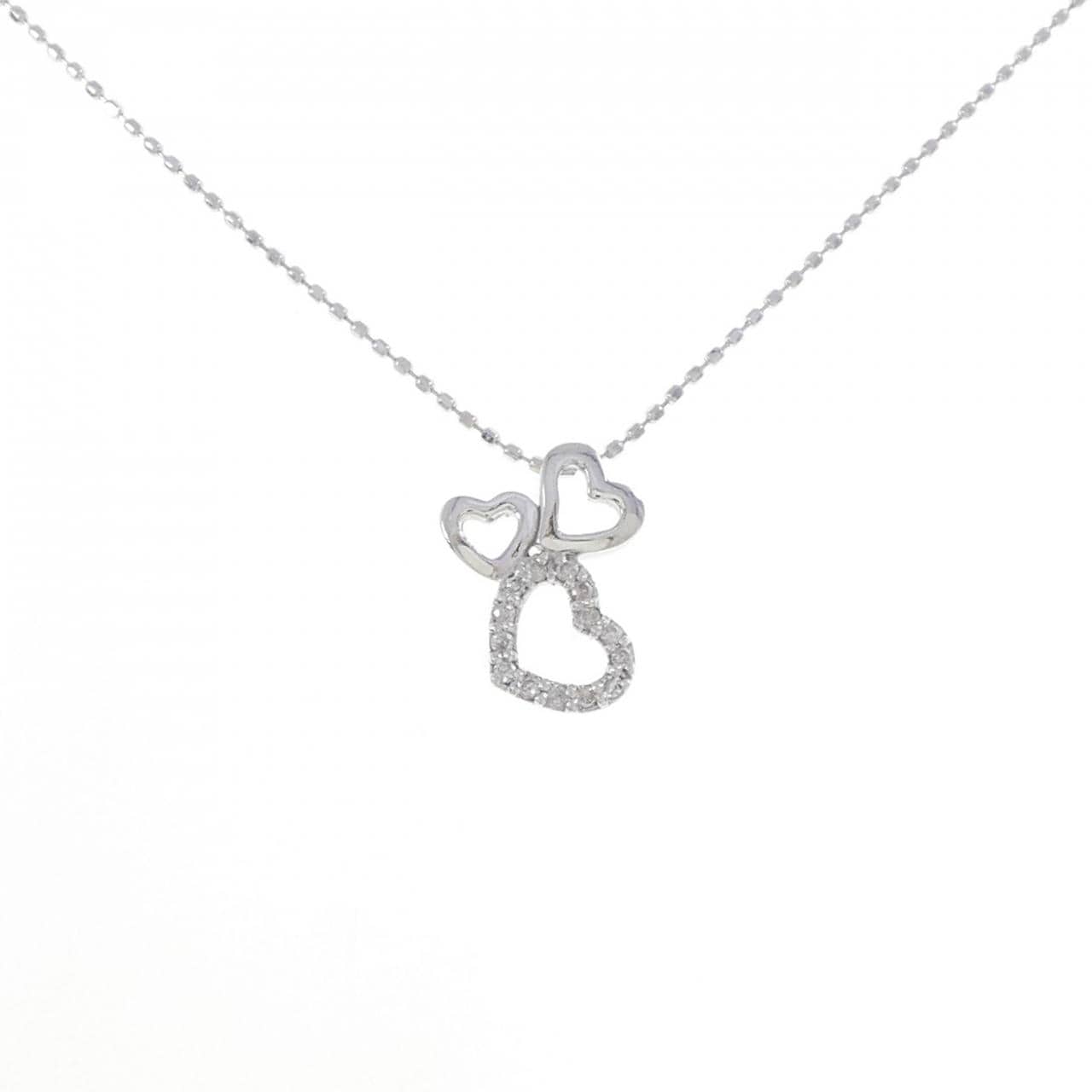K18WG ハート ダイヤモンド ネックレス 0.08CT