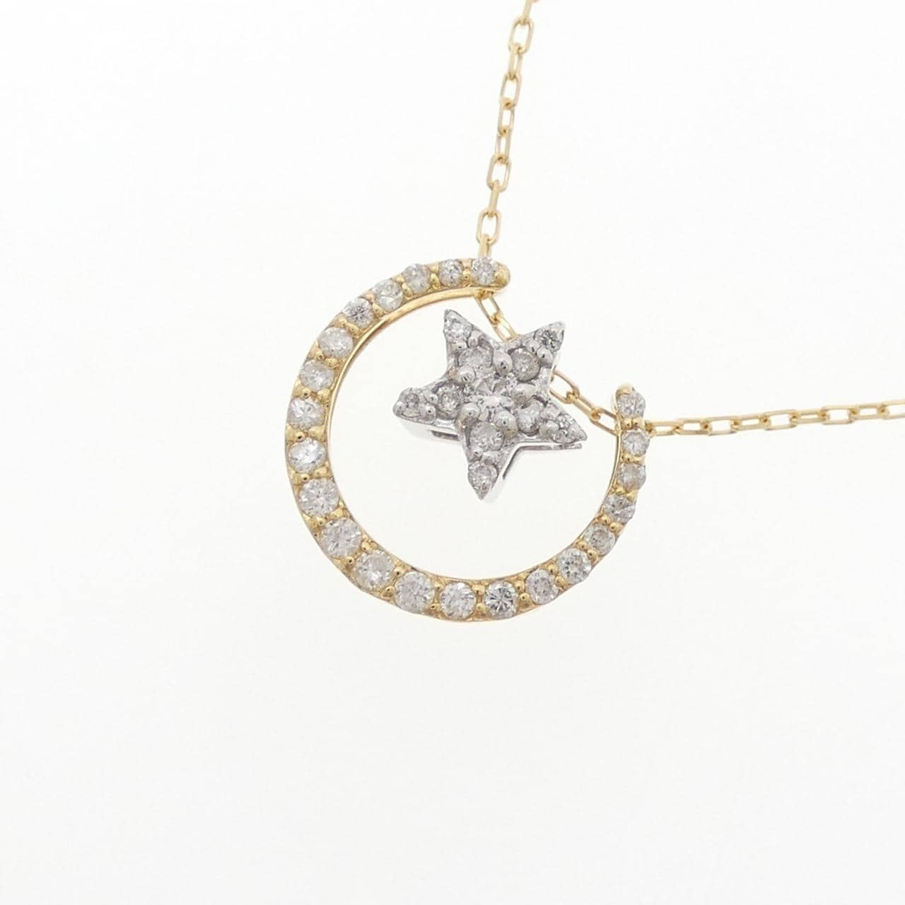 K18YG/K18WG 2WAY スター ダイヤモンド ネックレス 0.12CT