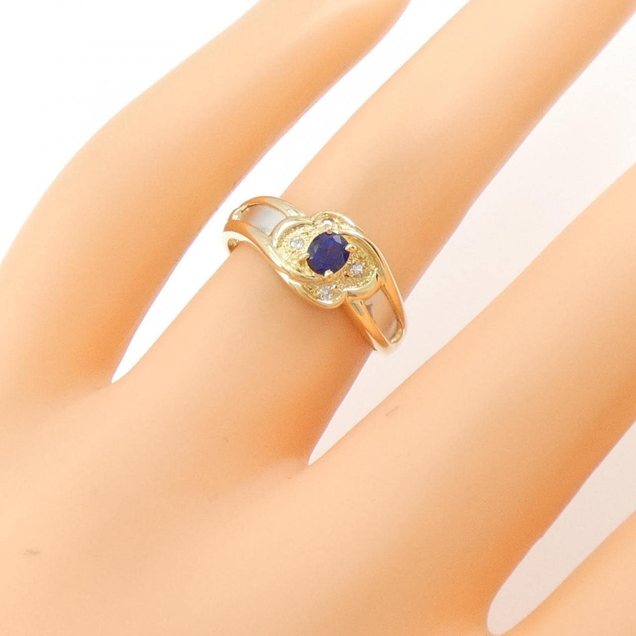 K18YG/PT900 サファイヤ リング 0.24CT