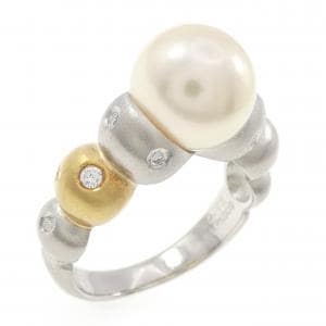 K18YG/PT900 アコヤパール リング 9.5mm