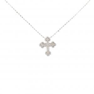 K18WG クロス ダイヤモンド ネックレス 0.05CT