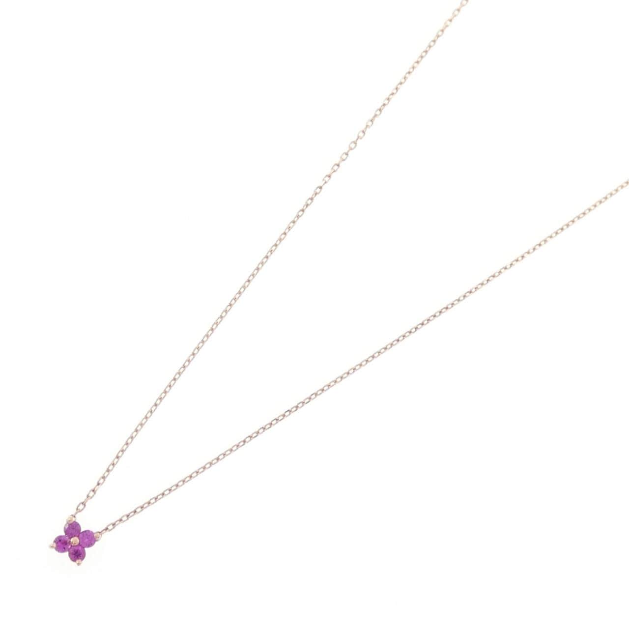 K10PG フラワー ルビー ネックレス 0.10CT