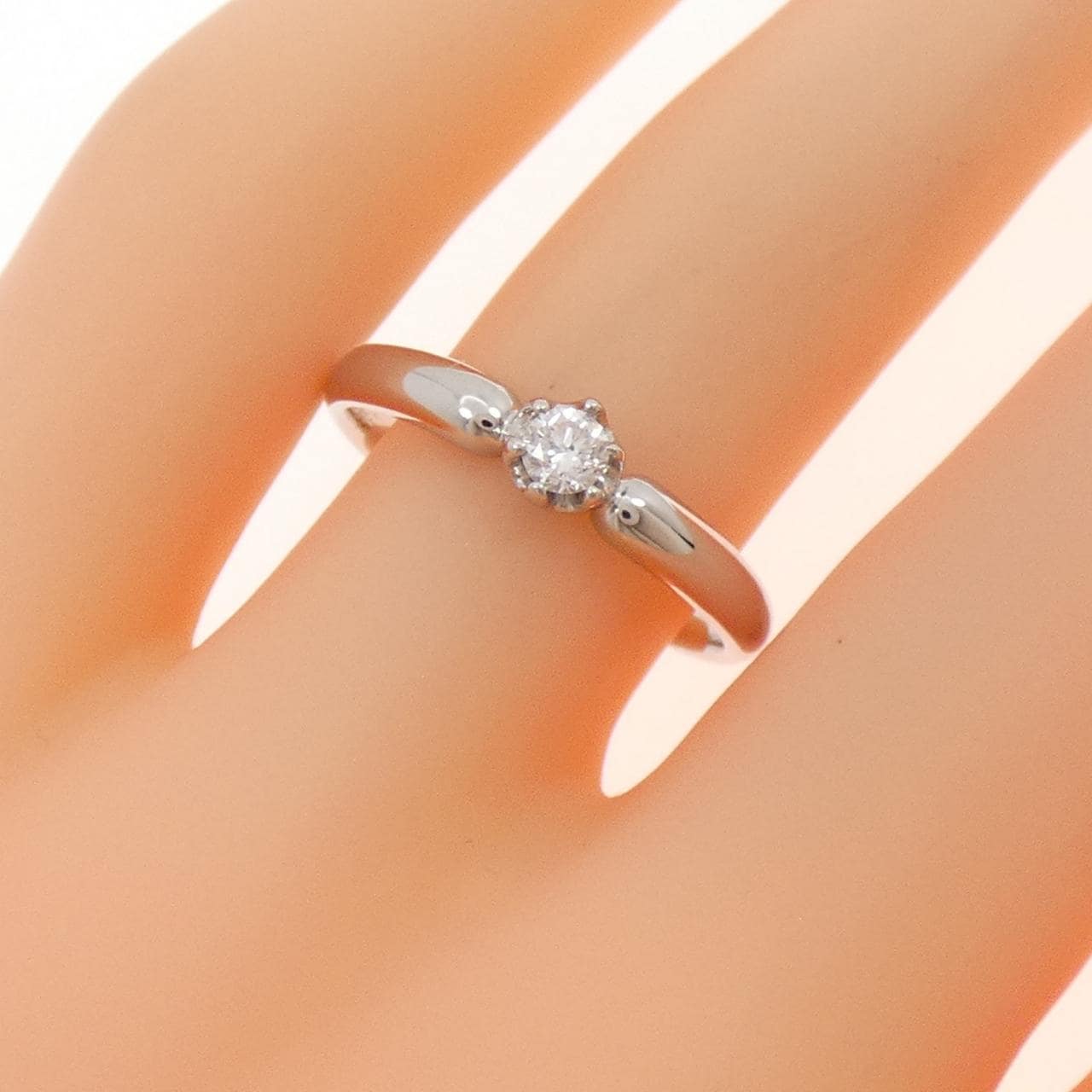 PT1000 ソリティア ダイヤモンド リング 0.135CT