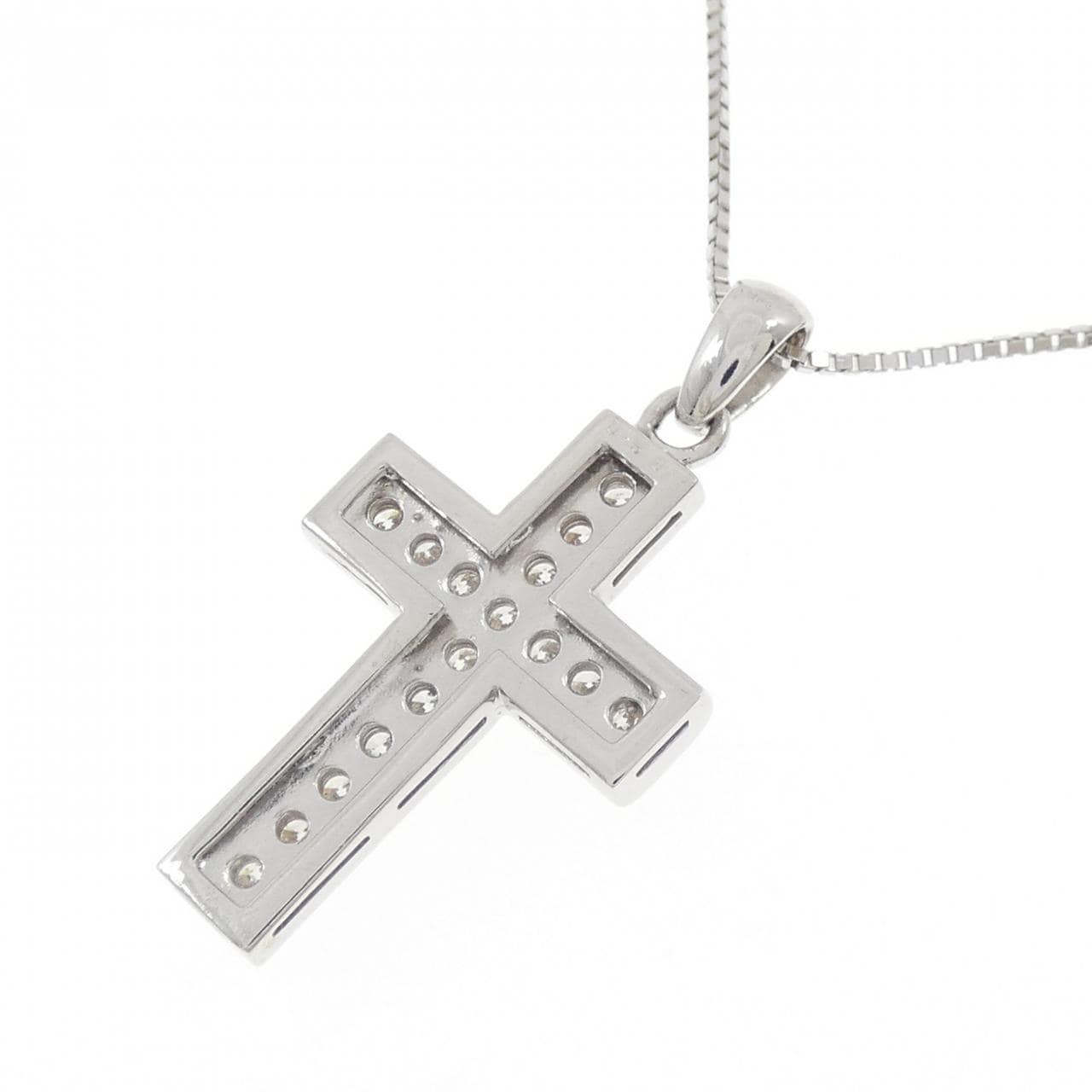 K18WG クロス ダイヤモンド ネックレス 0.50CT