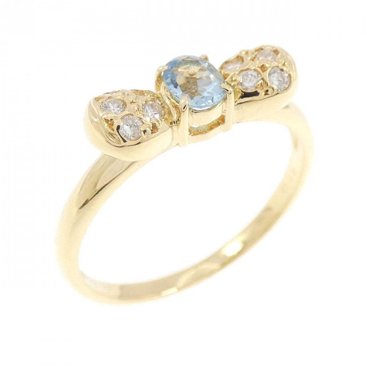 K18YG リボン アクアマリン リング 0.13CT
