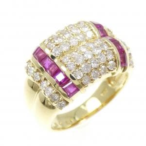 K18YG ルビー リング 0.90CT