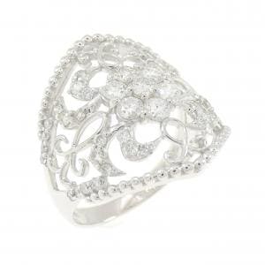 K18WG フラワー ダイヤモンド リング 0.70CT