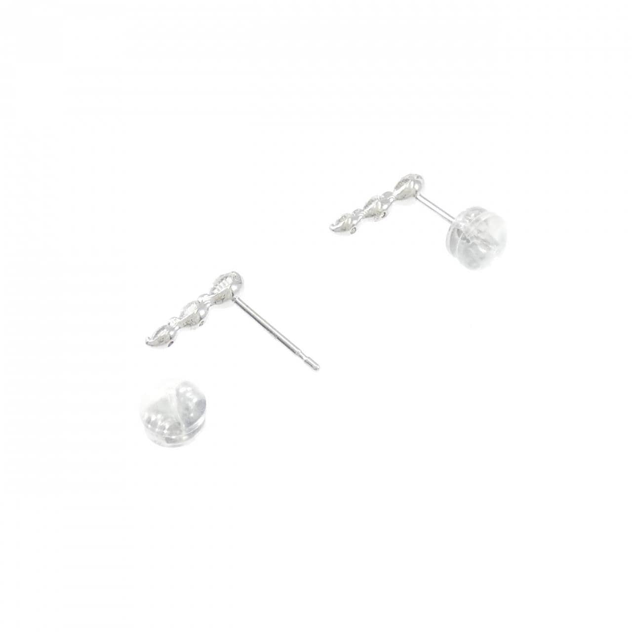 K18WG スリーストーン ダイヤモンド ピアス 0.50CT