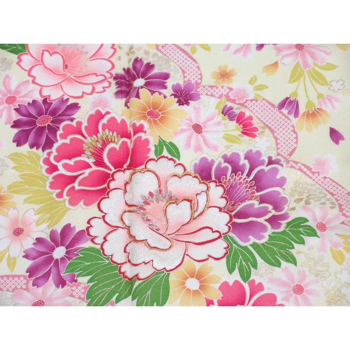 振袖　友禅金彩加工　刺繍入りボカシ染