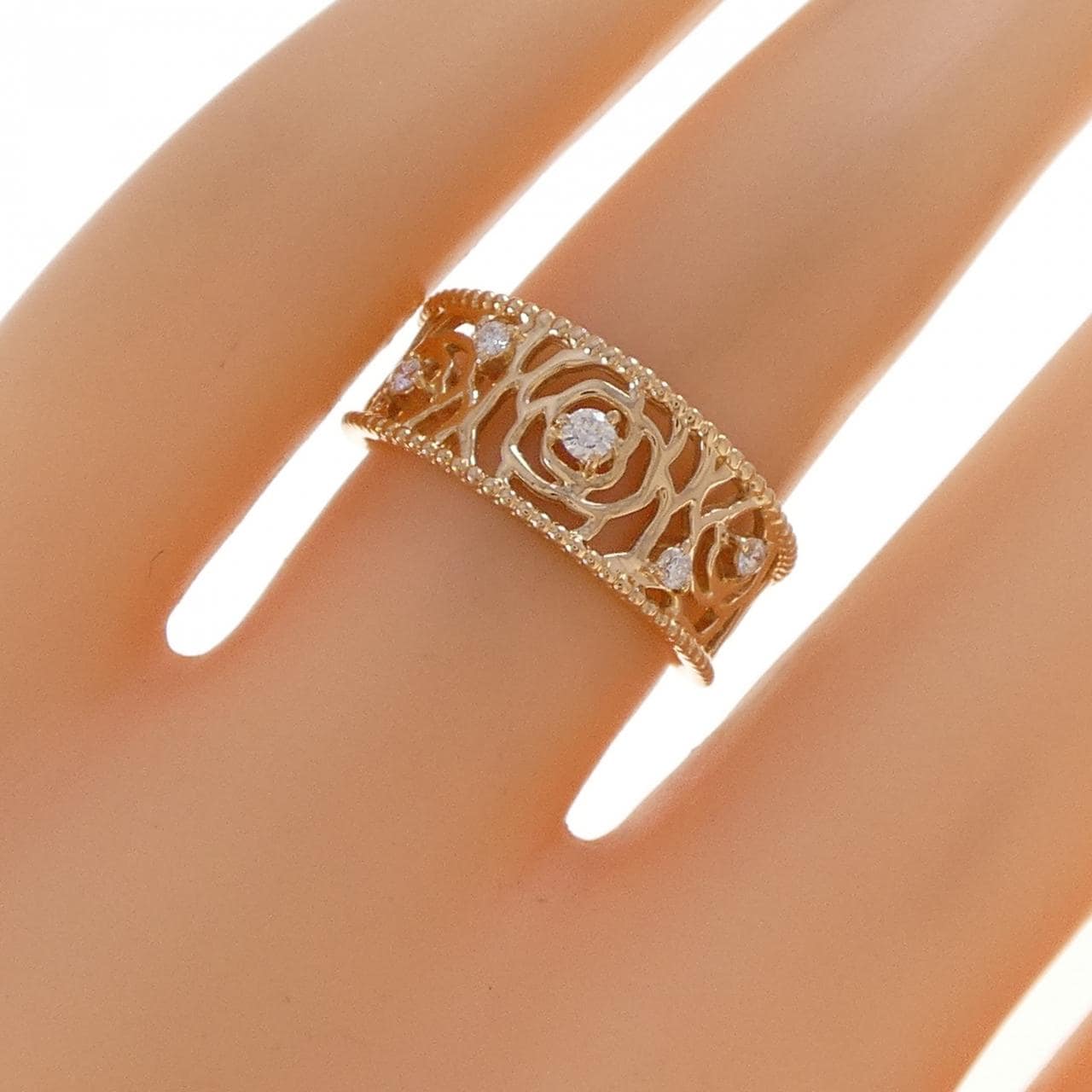 K18PG ローズ ダイヤモンド リング 0.10CT