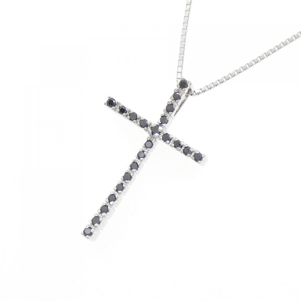 K18WG クロス ダイヤモンド ネックレス 0.15CT