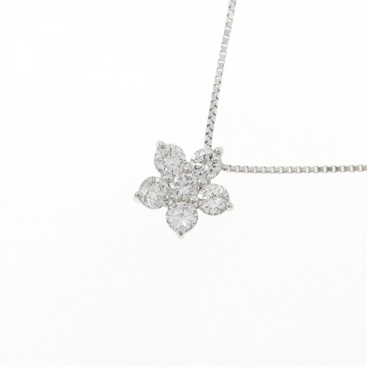 K18WG フラワー ダイヤモンド ネックレス 0.70CT