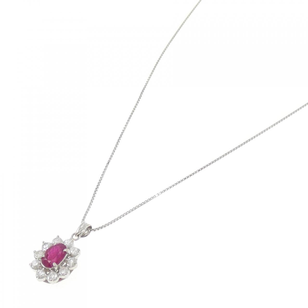 PT900/PT850 ルビー ネックレス 1.0CT