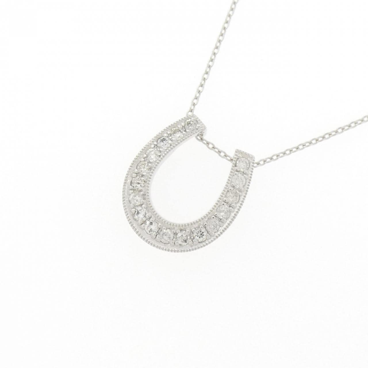K18WG ホースシュー ダイヤモンド ネックレス 0.28CT