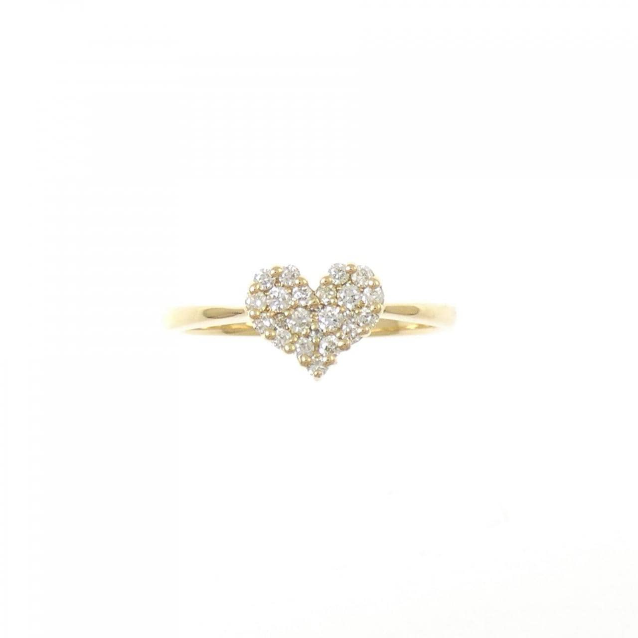 K18YG ハート パヴェ ダイヤモンド リング 0.20CT