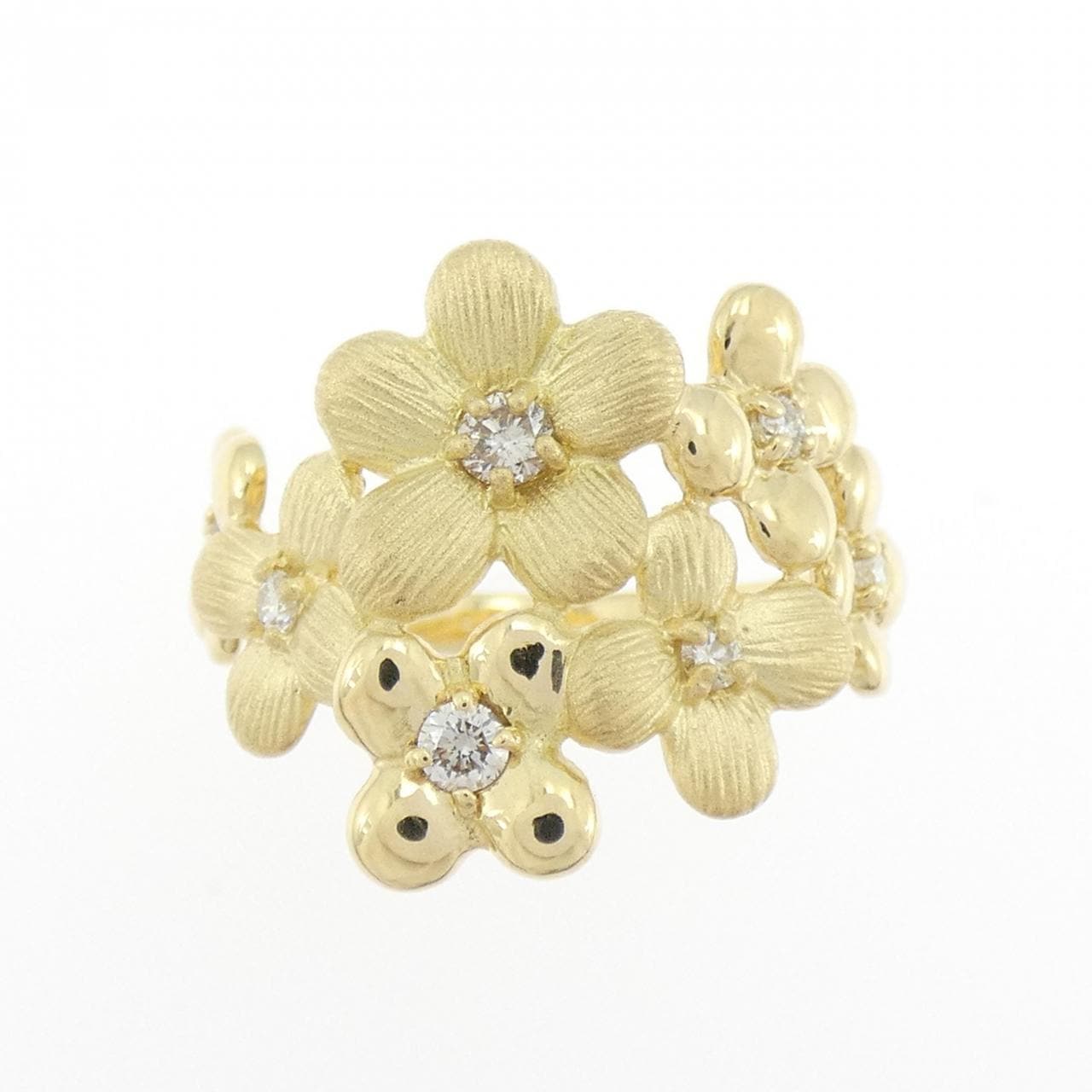 K18YG フラワー ダイヤモンド リング 0.23CT
