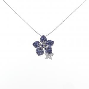 K18WG/K18BG フラワー×バタフライ サファイヤ ネックレス 2.02CT