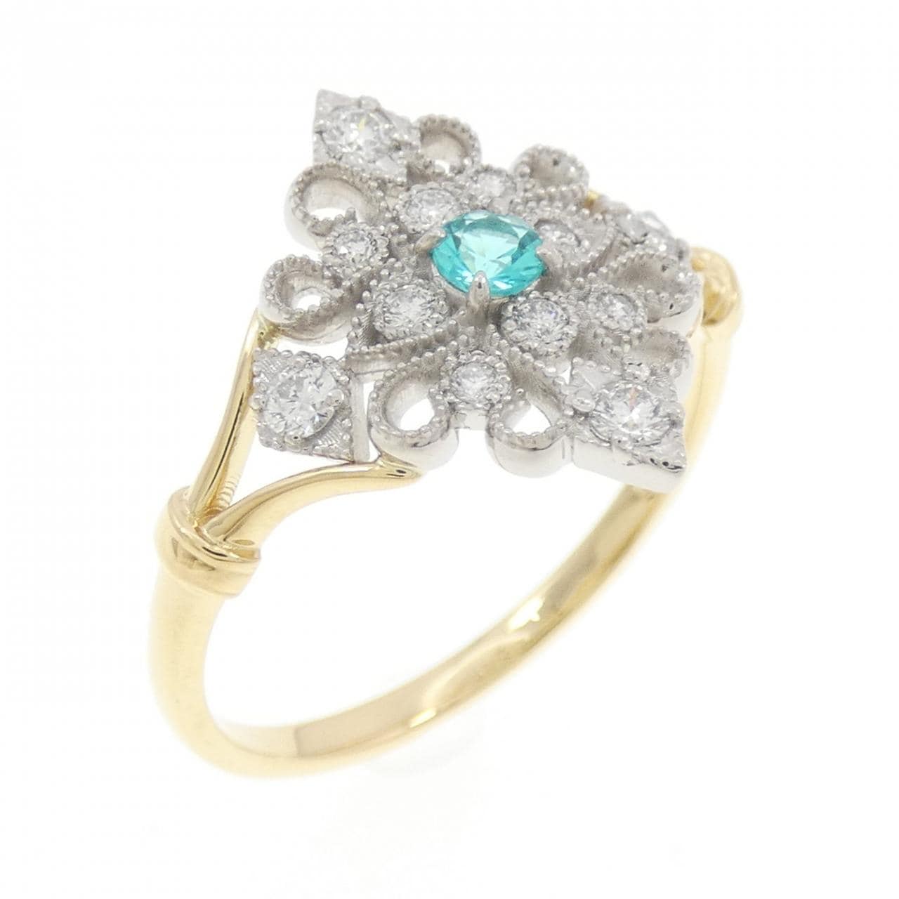 K18YG/PT900 パライバトルマリン リング 0.09CT