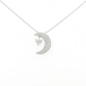 K18WG ハート×ムーン ダイヤモンド ネックレス 0.50CT