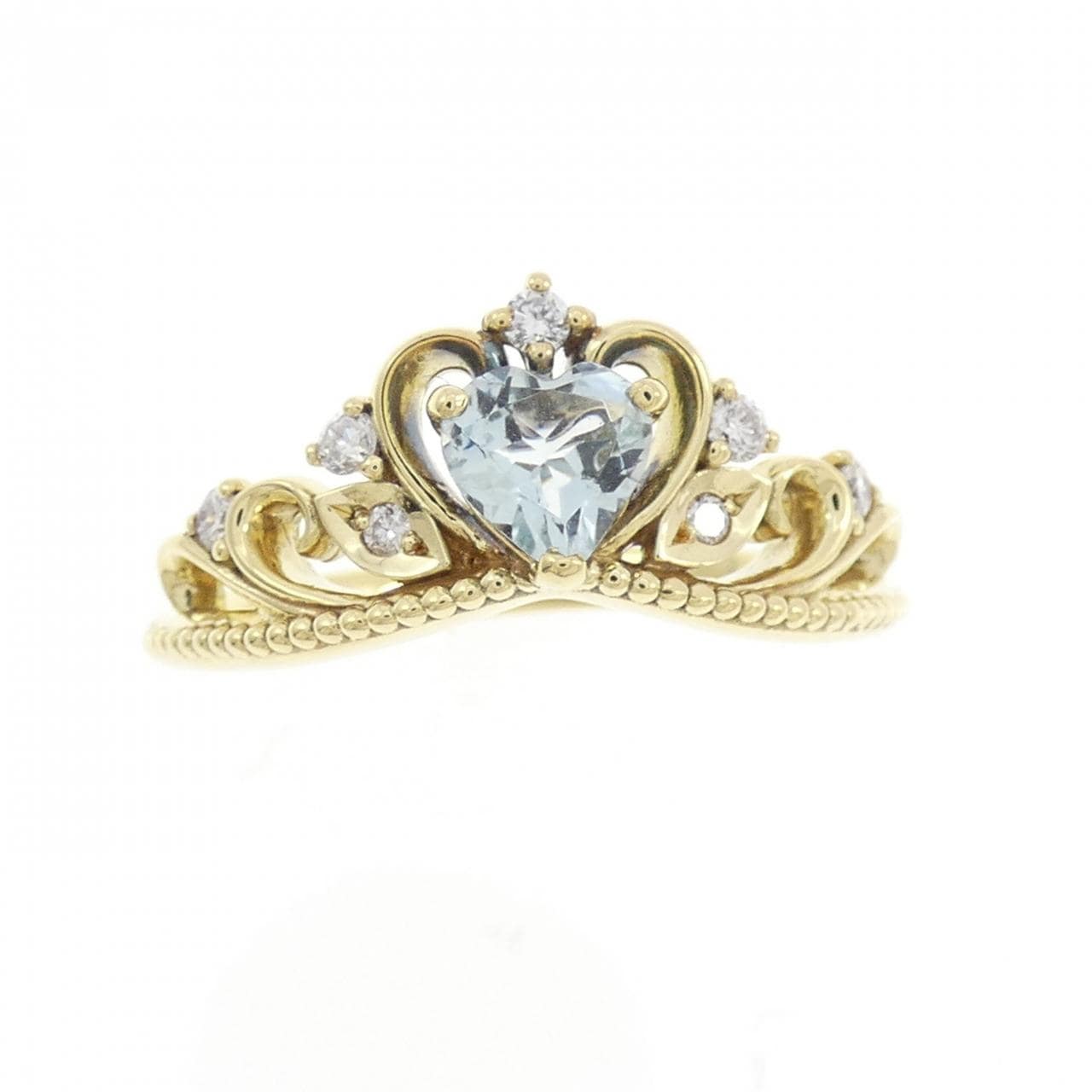 K18YG ティアラ アクアマリン リング 0.36CT