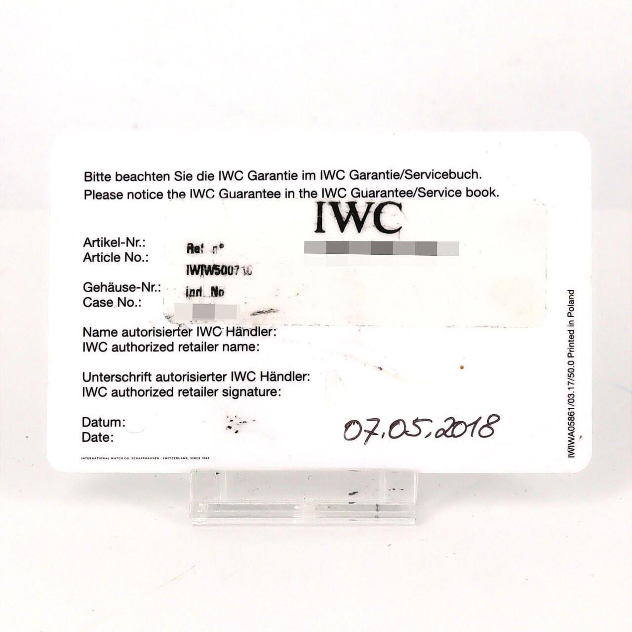 【ノーメンテナンス還元価格】IWC ポルトギーゼオートマティック IW500710 SS 自動巻