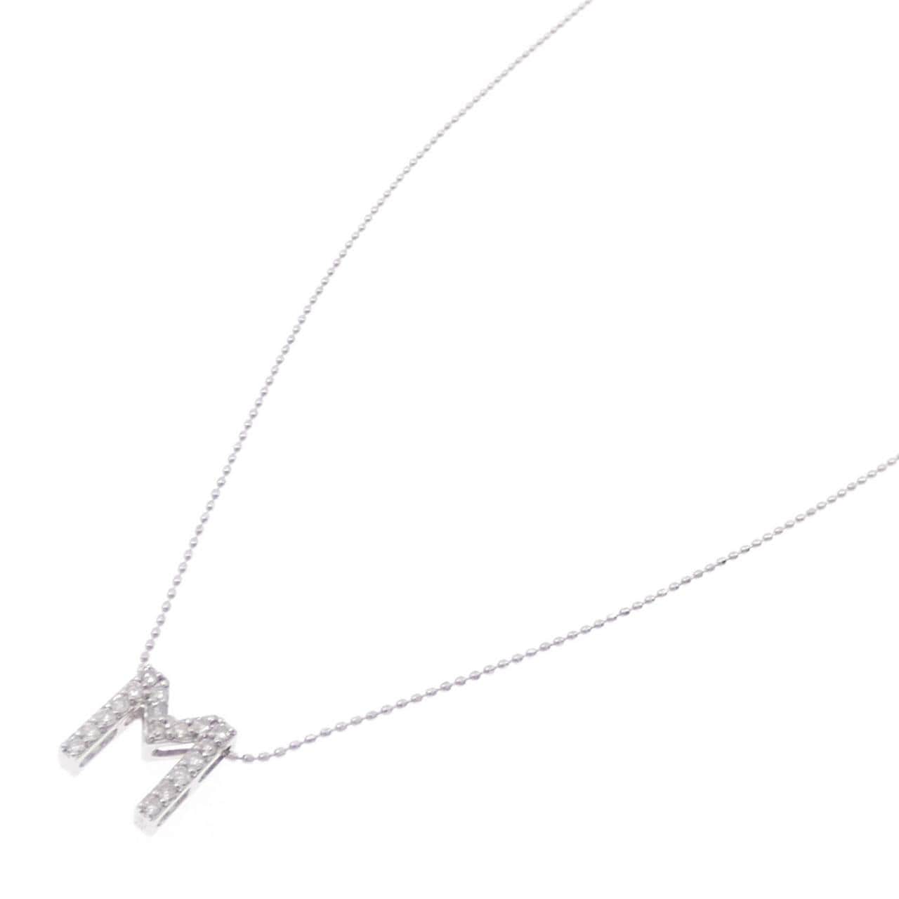K18WG イニシャルM ダイヤモンド ネックレス 0.25CT