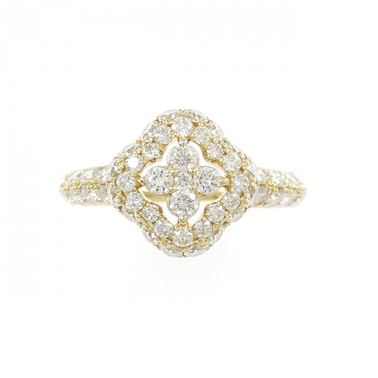 K18YG フラワー ダイヤモンド リング 2.00CT