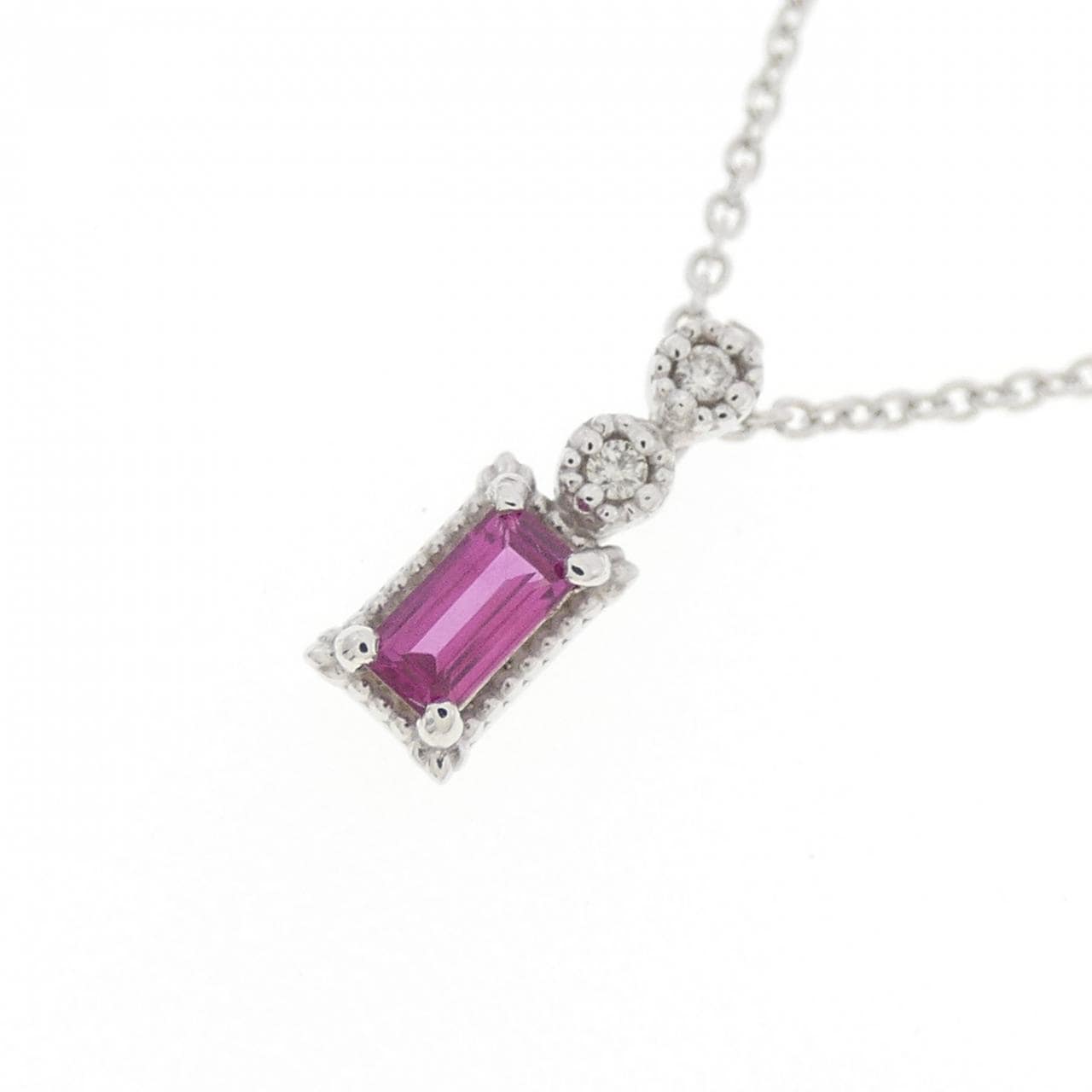 K18WG ルビー ネックレス 0.12CT