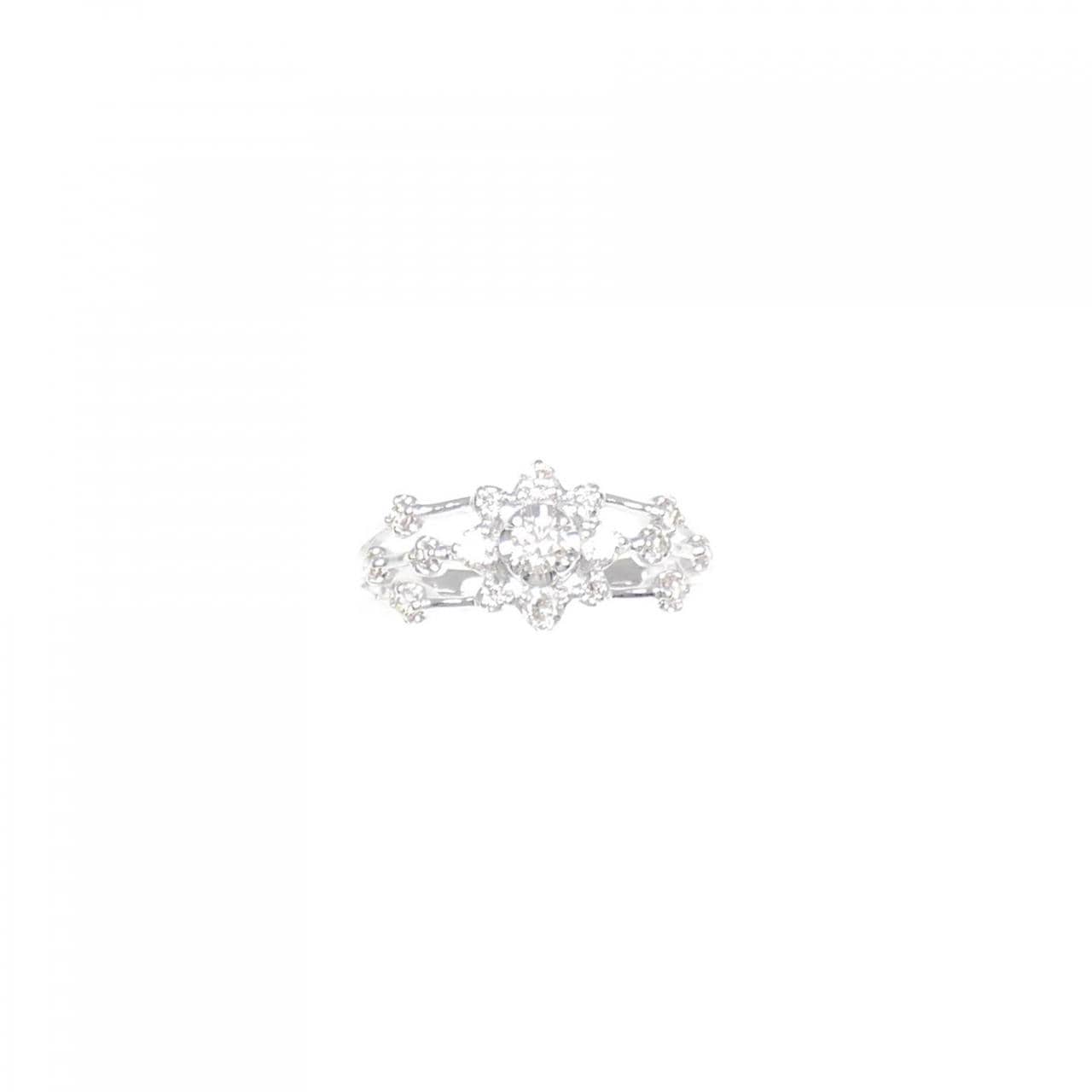 K18WG フラワー ダイヤモンド リング 0.30CT