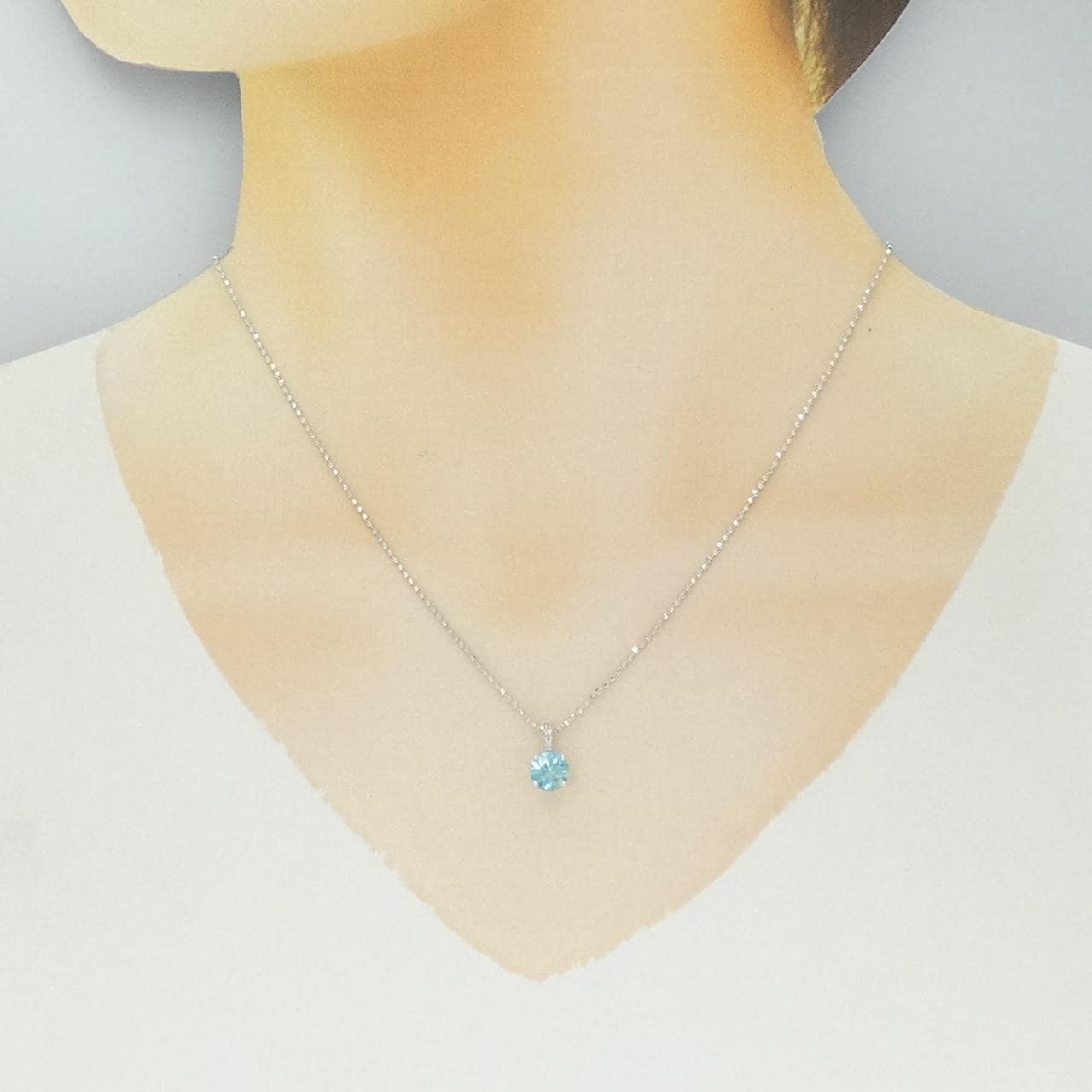 K18WG/750WG Zircon Necklace 1.40CT