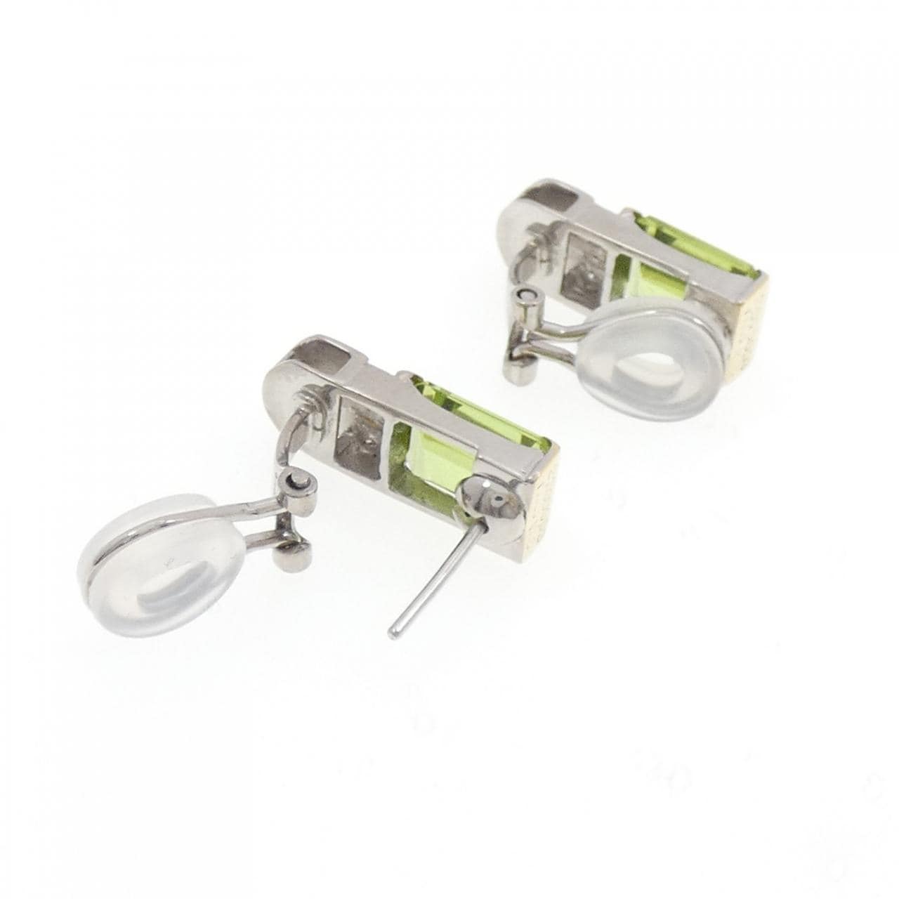 PT900/K14WG/K18 ペリドット ピアス/イヤリング 4.56CT
