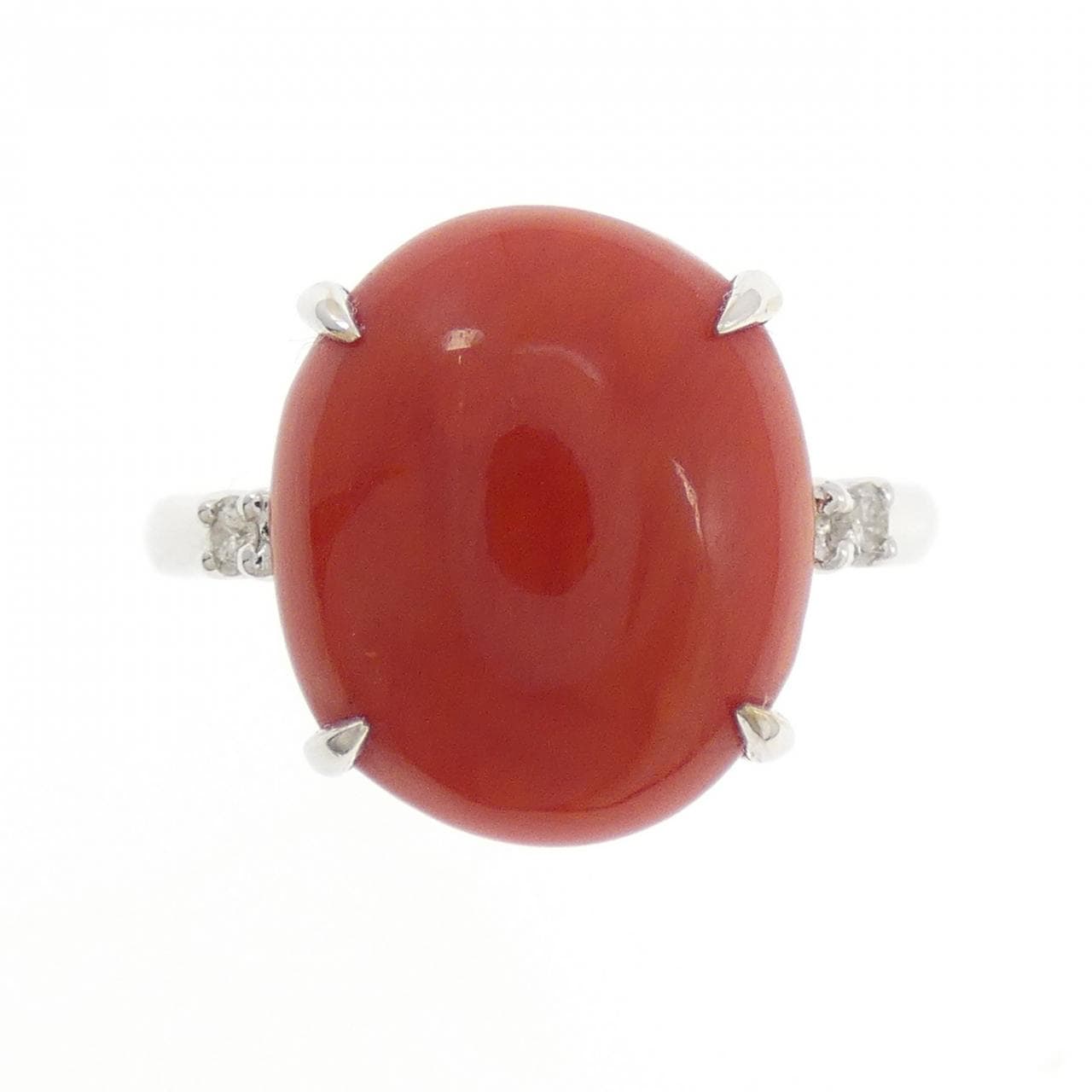 K18WG サンゴ リング 4.92CT