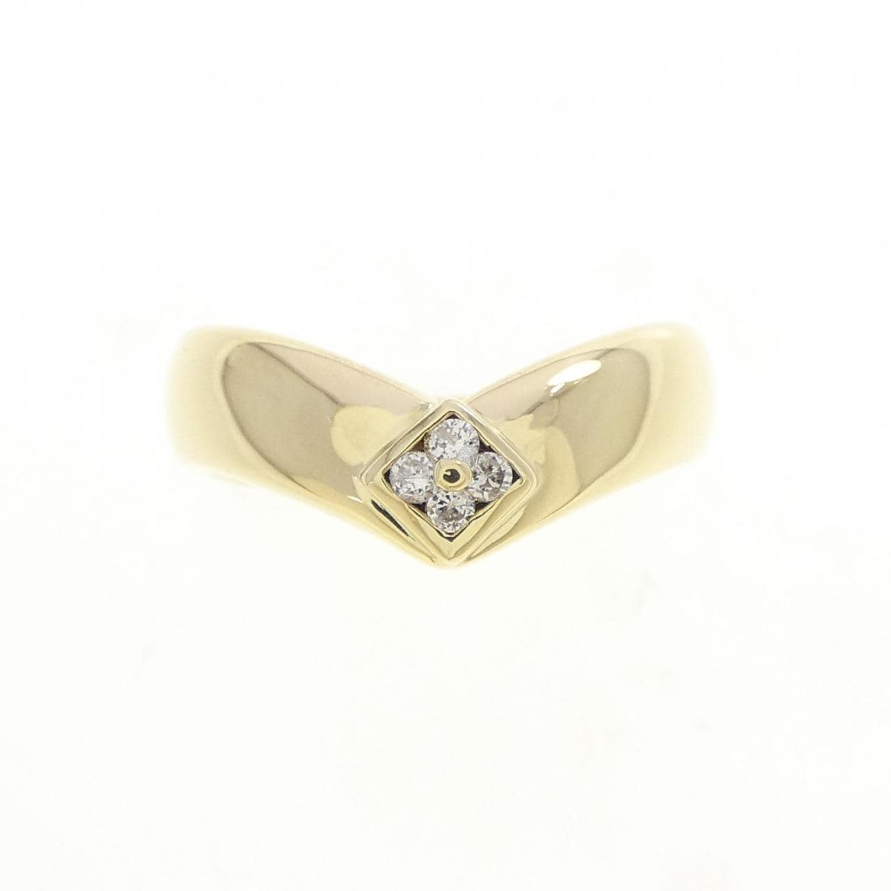 K18YG フラワー ダイヤモンド ピンキーリング 0.04CT
