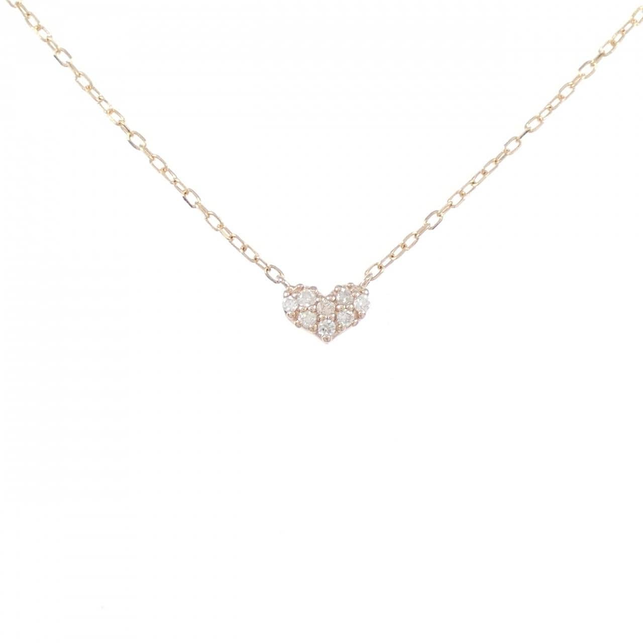 K10PG ハート ダイヤモンド ネックレス