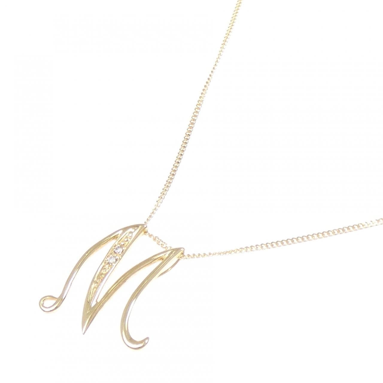 K18YG イニシャルM ダイヤモンド ネックレス 0.01CT